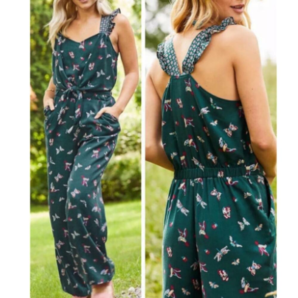 Matilda Jane Evergreen Dream Jumpsuit Hummingbird Print Cottagecore NEW Small